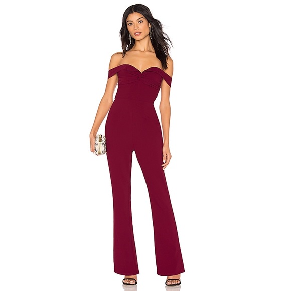 by the way. Pants - by the way. Madalyn Off Shoulder Jumpsuit Wine Red